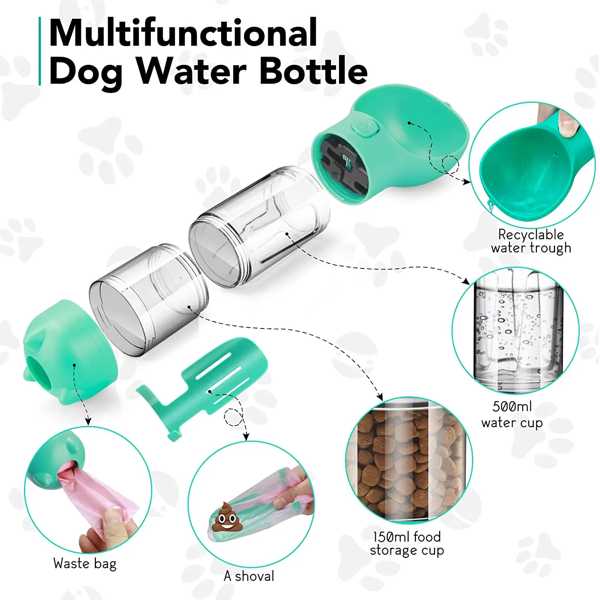 ペット用ウォーターボトル ペット用品 犬用 飲用および給餌用機能付き 軽量 屋外用