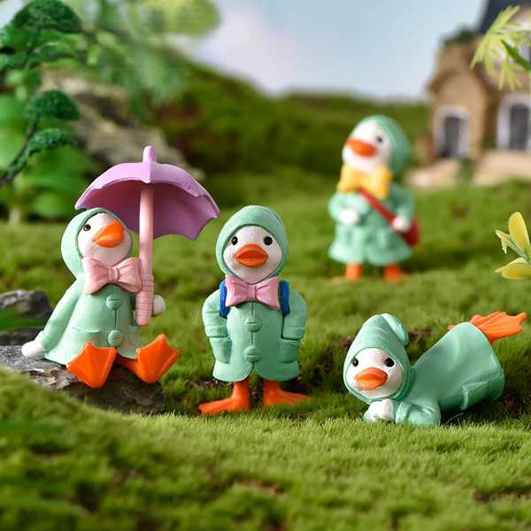 妖精 庭 置物傘 レインコート アヒル 動物 置物庭 ドールハウス工芸品カワイイ アクセサリー 家 庭