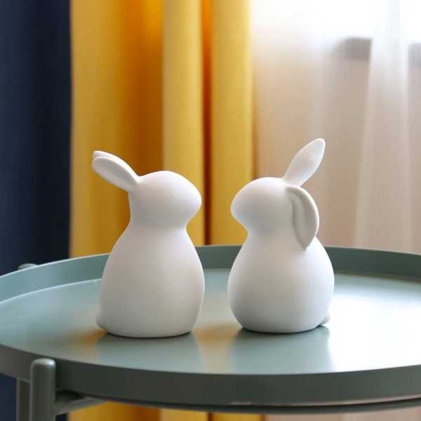 セラミック製 うさぎ 置物 かわいい オーナメント 庭や家 装飾 創造的 芸術 手作り 装飾 お ぎ話