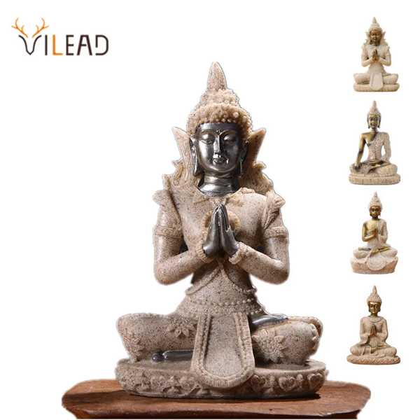 Vilead-瞑想用 砂岩 仏像 11 スタイル タイ 置物 風水 彫刻 ミニチュア 家 装飾