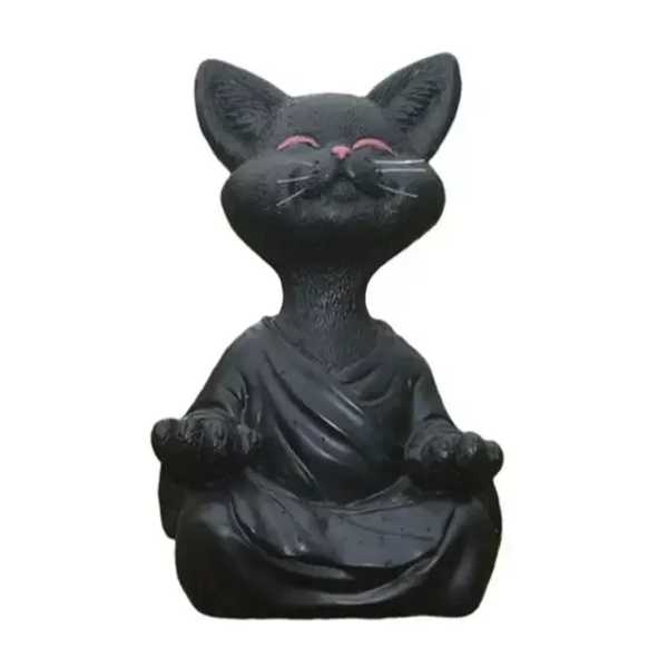 Hwhimalic Blackcat像 仏 瞑想 ヨガ 装飾 幸せ 装飾 アートブランチ 屋外zen 庭 猫 置物