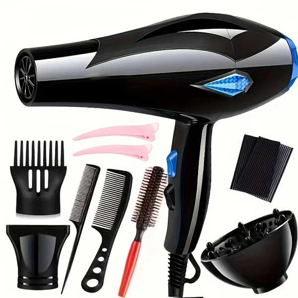プロ ヘアドライヤーキット ブロードライヤー DCモーター 速乾性 2スピード 3熱拡散 家庭用ノズル