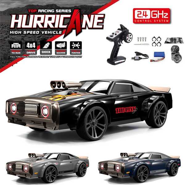 Amazon.co.jp: 1/16スケール 2.4GHz 高級1BOX車タイプ ドリフトラジコン 黒◎ジャイロスコープ・サーボ付  ☆ヘッドライト・テールランプ・LED付 : おもちゃ
