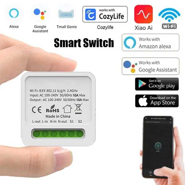 ワイヤレスホームスマートミニコントローラー 家庭用 ライトスイッチ 双方向制御 Alexa Google Home cozylife xiao アプリ