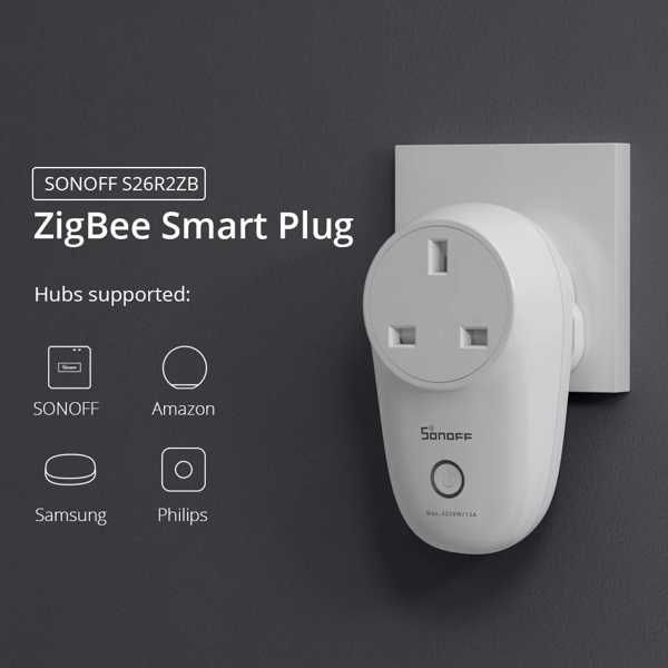 Sonoff-プラグs26r2zb zigbee スマートホームプラグ 16a/de/fr音声リモコン sonoffzbBridge alexaで動作