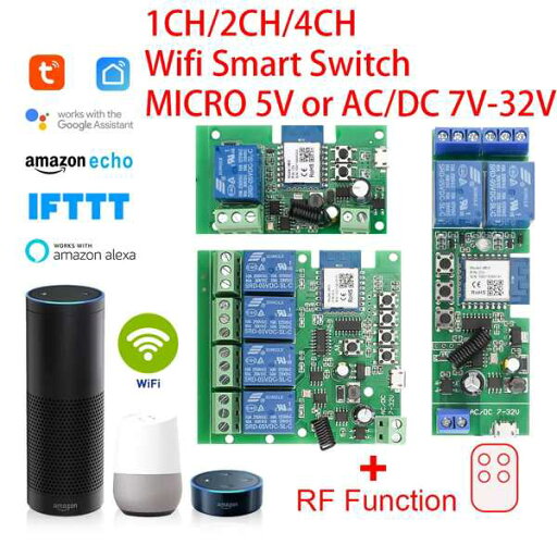 あ た も -Wi-Fi付き コネクテッドウォールモジュール 433MHz AC/DC 7-32V 1/2/4チャンネル Alexa GoogleHome 互換性があります あ た も -Wi-Fi付き コネクテッドウォールモジュール 433MHz AC/DC 7-32V 1/2/4チャンネル Alexa GoogleHome 互換性があります