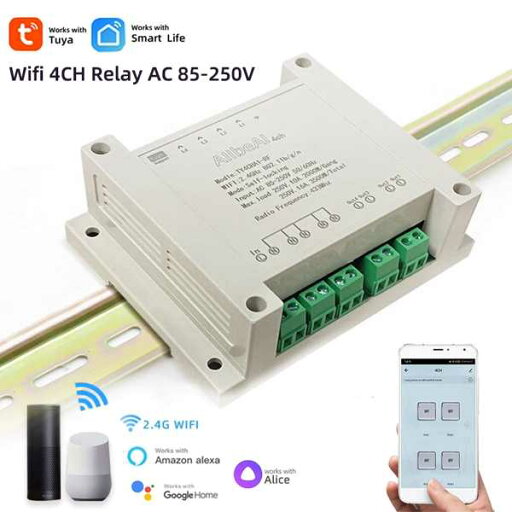 Tuya-接続された家庭用照明モジュール Wi-Fi 110V 220V 4チャンネル リモコン付き Googlealice rf433 Tuya-接続された家庭用照明モジュール Wi-Fi 110V 220V 4チャンネル リモコン付き Googlealice rf433