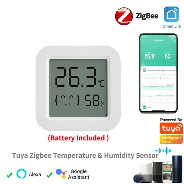 Tuya-温度および湿度センサー スマートホーム 液晶画面 alexa Google Homeアプリ スマートライフ
