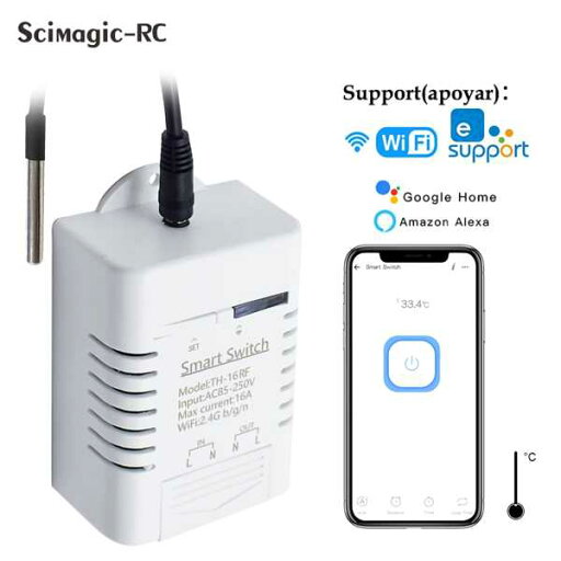 ジュエリー-ワイヤレスホームオートメーションキット TH-16 W 16a/3500w 防水 Alexa Google Home ジュエリー-ワイヤレスホームオートメーションキット TH-16 W 16a/3500w 防水 Alexa Google Home