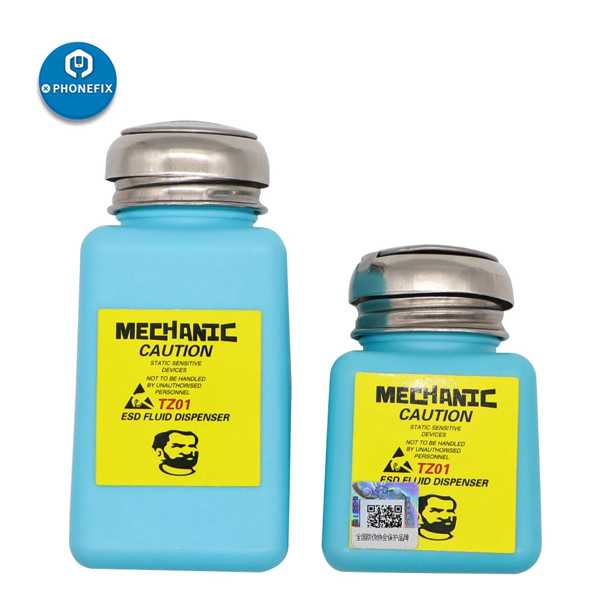 メカニック-液体アルコールボトル 180ml アルコール充填用 携帯電話用esd液体ディスペンサー pcb部品