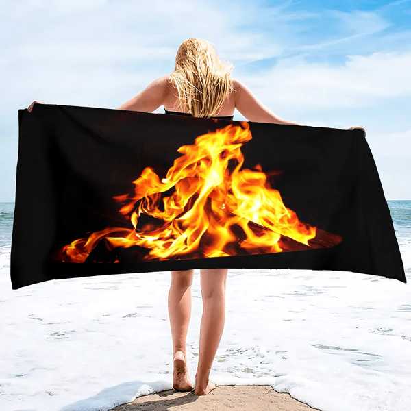 フラット炎燃焼火ソフトビーチ速乾性バスタオル大型吸収タオルブランケット屋外旅行キャンプヨガに適しています