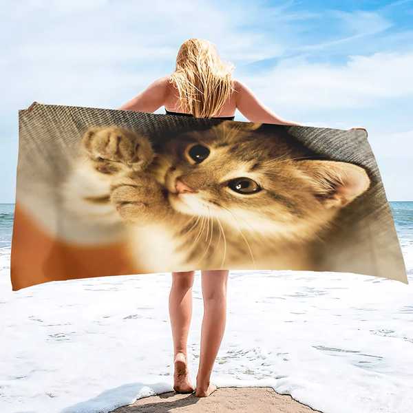 女性 女 子 子供 猫 バス用 ビーチタオル 柔らかく吸収性 あるぬいぐるみ