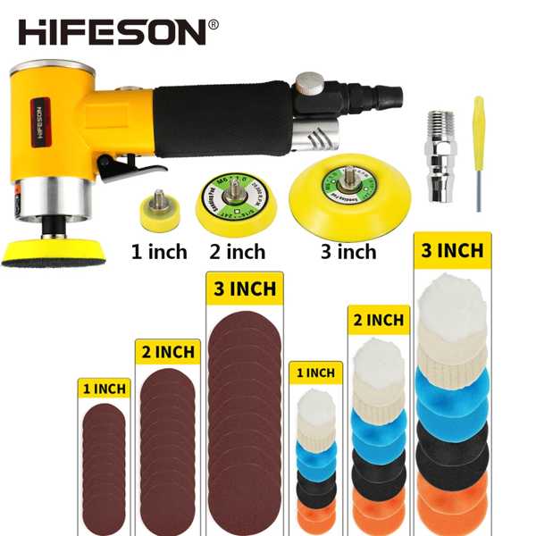 HIFESON Concentric Air Sander Pneumatic Polishing Grinder Grinding Machine Air Tools High Speed Air Powered Polisher Set For Car