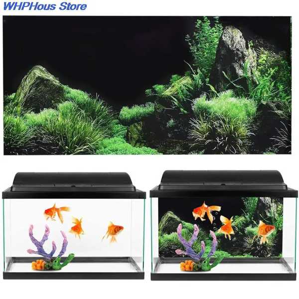 3D PVC水族館ステッカー 魚 タンク 水生世界 背景装飾 紙 風景壁紙