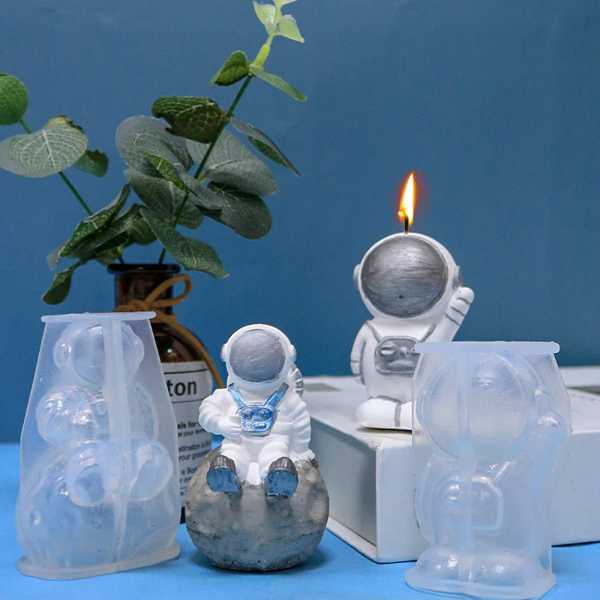 シリコントラベルキャンドル 宇宙飛行士 像 手作り エポキシ 石鹸 皿