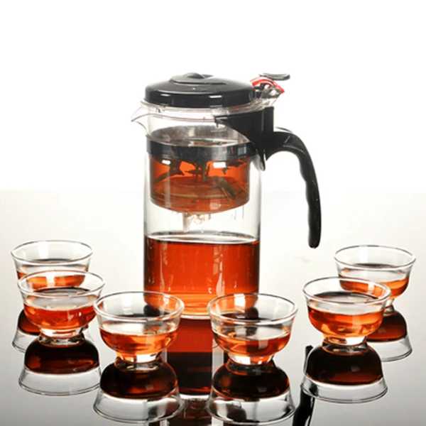 耐熱ガラスティーポット 中国茶セット ストレートケトル コーヒーガラスメーカー フィルター付きポータブルオフィスティーポット 500ml