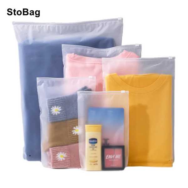 Stobag-セルフレベリング透明ジッパー式シーリングバッグ トラベルバッグ ジーンズパッケージ 14/16/18ワイヤー 10個