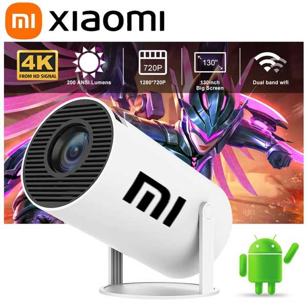 Xiaomi-ミニホームシアタープロジェクター ポータブルプロジェクター Android 11 1080p 1280*720p 4k wifi 6 bt5.0 テレビ画面