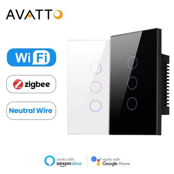 Avattoチュウヤwifi/zigbeeスマートライトスイッチ中性線必要ウォールタッチスイッチ alexaで動作 googleホーム