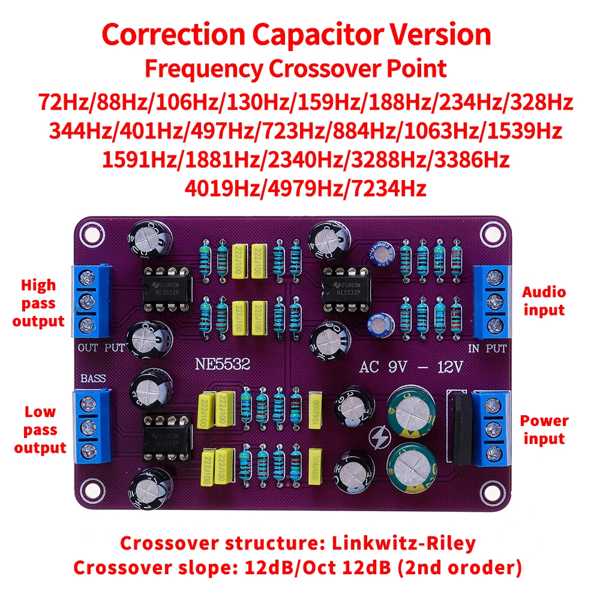 72Hz7234Hz電子周波数分周器NE5532 2方法前段 linkwitz-ライリーフィルター周波数分周器補正コンデンサ