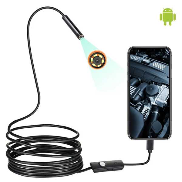 ミニ検査カメラ 防水 内視鏡 調整可能 ソフトワイヤー 6 LED 7mm AndroidタイプC USB 車用