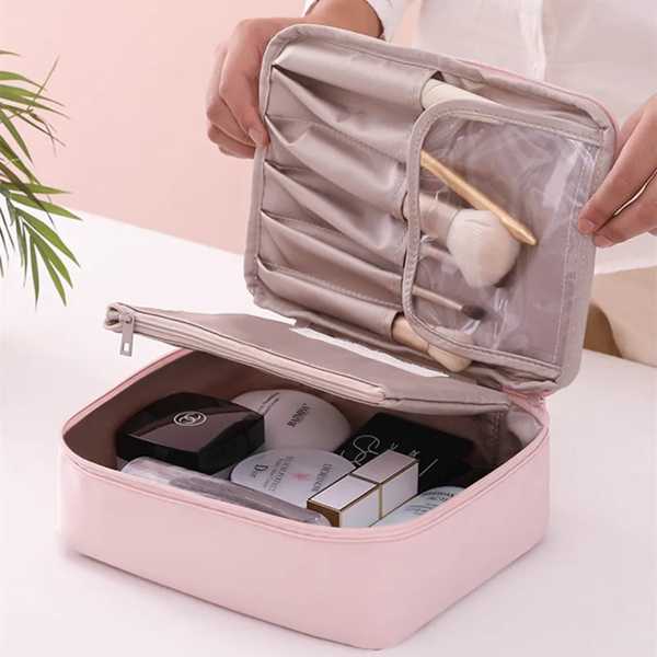 旅行に最適 女性用メイクアップバッグ 大容量 防水 ケース付き化粧ケース