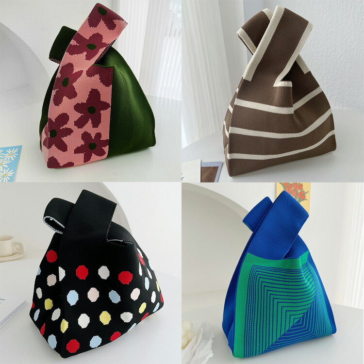 ニットバッグ 全31色 ミニバッグ トートバッグ 小さめ サブバッグ 2WAY ハンドバッグ かわいい カジュアル 小物 軽量 シンプル 小物 洗えるバッグ お洒落 おしゃれ 可愛い エコバッグ お弁当バッグ レディース【ywac00008】