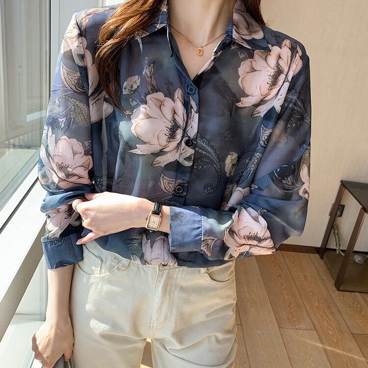 柄シャツ 全3色 花柄 シャツプリント柄 総柄 長袖 襟付き ビンテージ風 レディース トップス 大人可愛い カジュアル ストリート系 モード系 レトロ風 かっこいい 個性派 デイリー おしゃれ 通学 通勤 ゆったり 秋トップス 冬トップス 春 秋 冬【jsy550113】のサムネイル