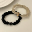 ヘアゴム 全2色 普段使い 無地 黒 ビーズ シア― 小さめ ヘアアクセサリー 髪留め パーティー 可愛い オフィス キュート ヘアアレンジ アップスタイル レ...