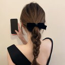 ヘアピン ヘアクリップ リボン ベロア 無地 ヘアアクセサリー デイリー オフィス 黒 結婚式 成人式 謝恩会 髪留め 髪飾り 母の日 プレゼント ギフト フォ...
