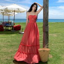 リゾートワンピ ベアワンピ ノースリーブ ベアトップワンピース バックリボン 無地 単色 マキシワンピ マキシ丈 ビーチワンピ ロングワンピ リゾート ワンピース セクシー きれいめ 上品 夏 夏ワンピ バカンス 海 ビーチ【rm5600201】(4)