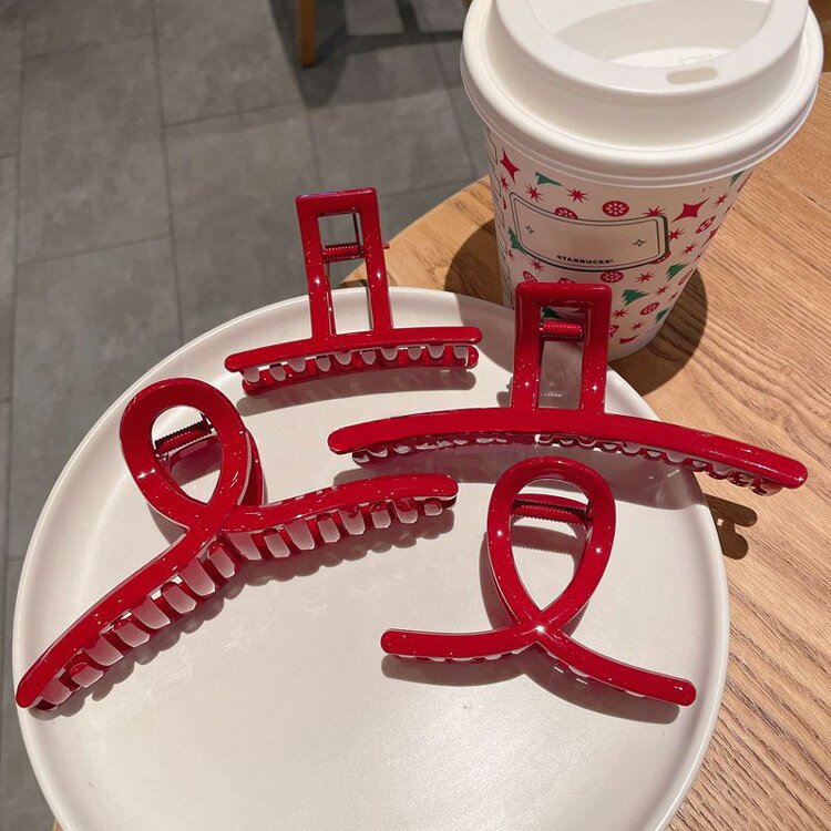 ヘアクリップ 全4種 シンプル ヘアアクセサリー 大きい 大きめ ハロウィン 仮装 赤 成人式 謝恩会 髪留め 普段使い ヘッドアクセサリー 髪飾り 上品 エレ...