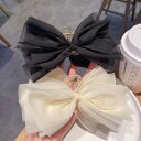ヘアクリップ 全3色 リボン オーガンジー バンスクリップ ヘアアクセサリー 大きい 大きめ 黒 結婚式 成人式 謝恩会 髪留め 普段使い 髪飾り 上品 エレガ...