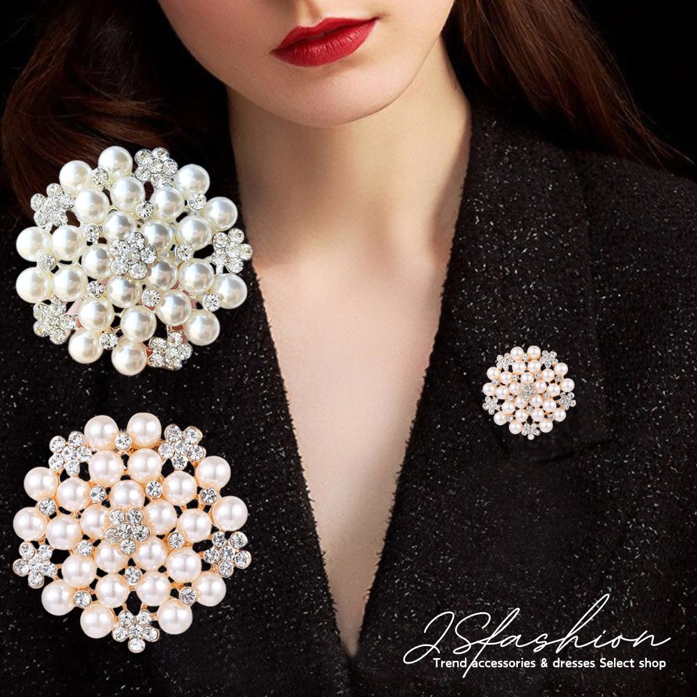 コサージュ ブローチ 全2色 フラワー 花 華やか パール ビジュー 丸い アクセサリー パーティー お呼ばれ ミセス スーツに ドレスに セレモニー ギフト ...