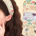 刺繍 花柄 カチューシャ 全5色 シースルー 幅広 お呼ばれ 痛くない ブラック ヘアアクセサリー 大きめ 二次会 パーティー 白髪隠し エレガント ガーリー ...