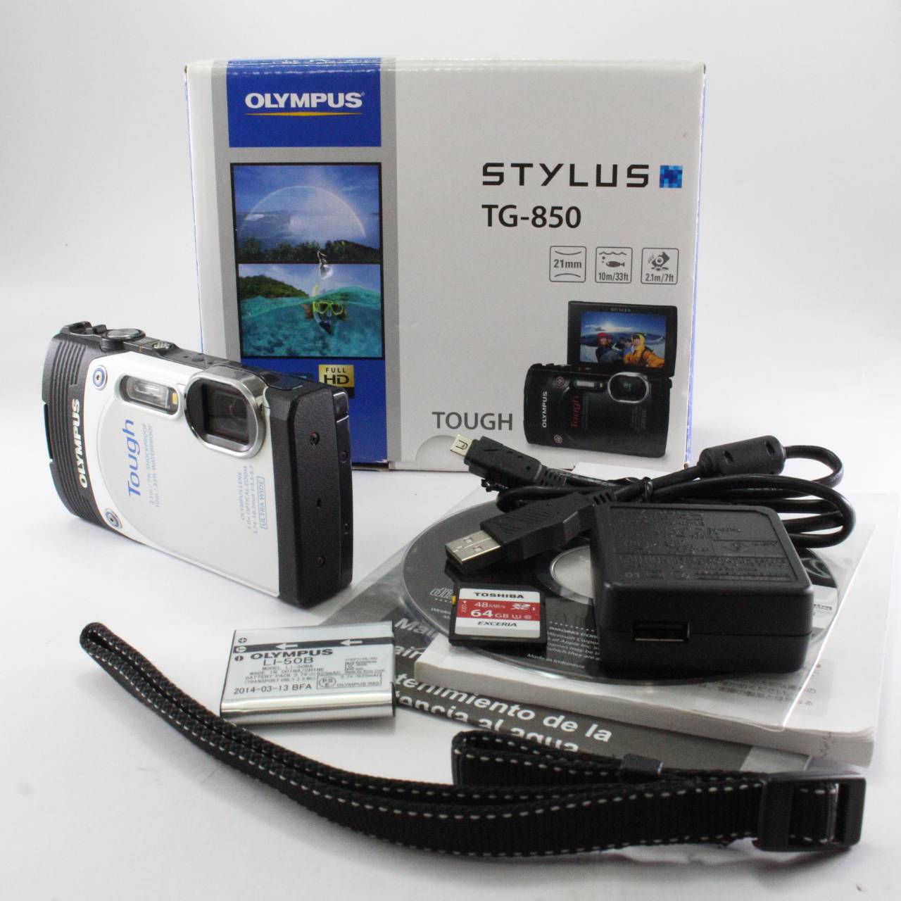 OLYMPUS デジタルカメラ STYLUS TG-850 Tough ホワイト 防水性能10m 可動式液晶モニター TG-850