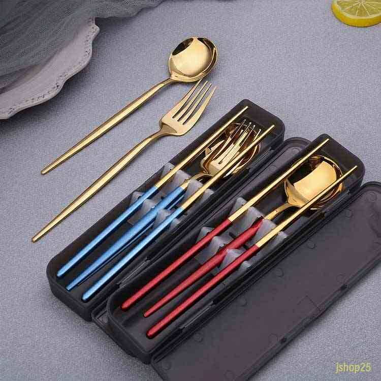 Juego de 3 piezas Juego de palillos de tenedor Cuchara Palillos Bento Artículos de acero inoxidable Cuchara de moda Comedor escolar Artículos de cuchillería Hashi Juego de palillos con estuche de almacenamiento de tenedor Vajilla para estudiantes Bento para niños adultos Cuchara de viaje al aire libre Bento móvil Vajilla escandinava — vista 3