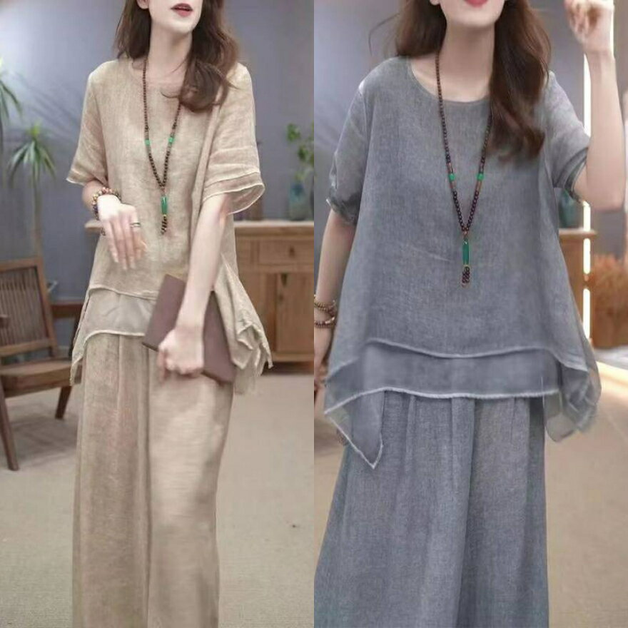 セットアップ 上下セット レディース ブラウス シャツ ワイドパンツ 春 夏 秋 トップス パンツ カジュ..