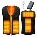電熱ベスト バッテリー付き 超ワイドヒーター内蔵 20000mAhバッテリー付き 日本製ヒーター 前後独立設定 3秒速暖 ヒーターベスト Vネック 3段階温度調...