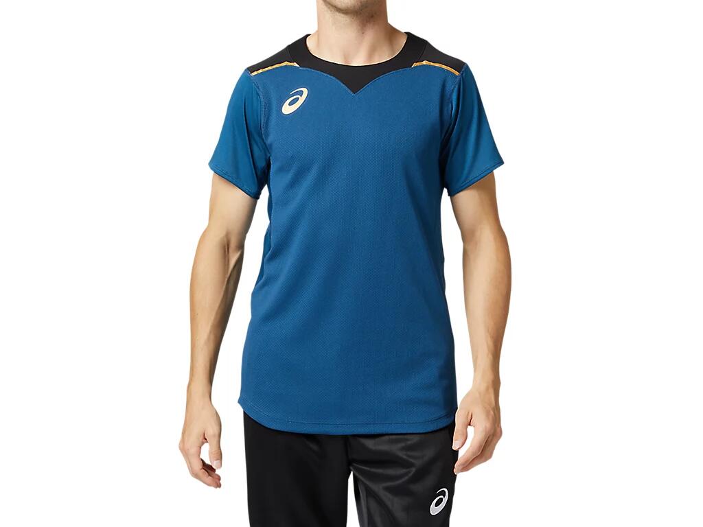 【送料無料】アシックス asics ゲームシャツHS マコブルー XSサイズ バレーボールウエア ゲームシャツ 半袖 Tシャツ バレーボール 2051A113