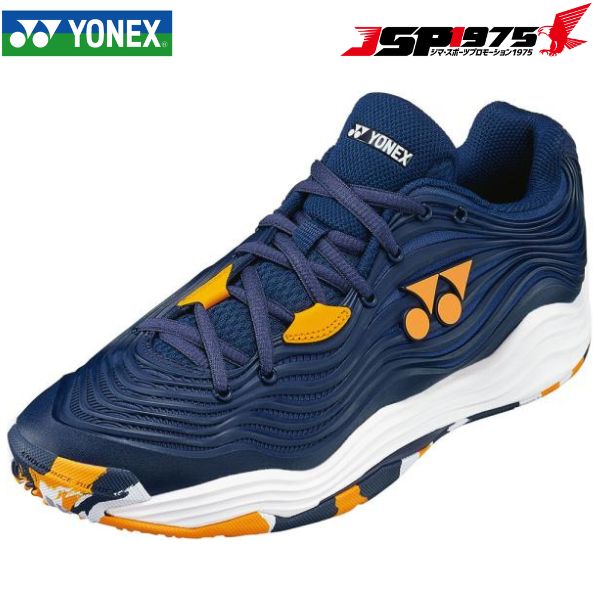 ヨネックス YONEX パワークッション フュージョンレブ5メンGC SHTF5MGC メンズ テニス クレー・砂入り人工芝コート用 3E オレンジ ネイビー 23.5cm 部活 2023年春夏モデル