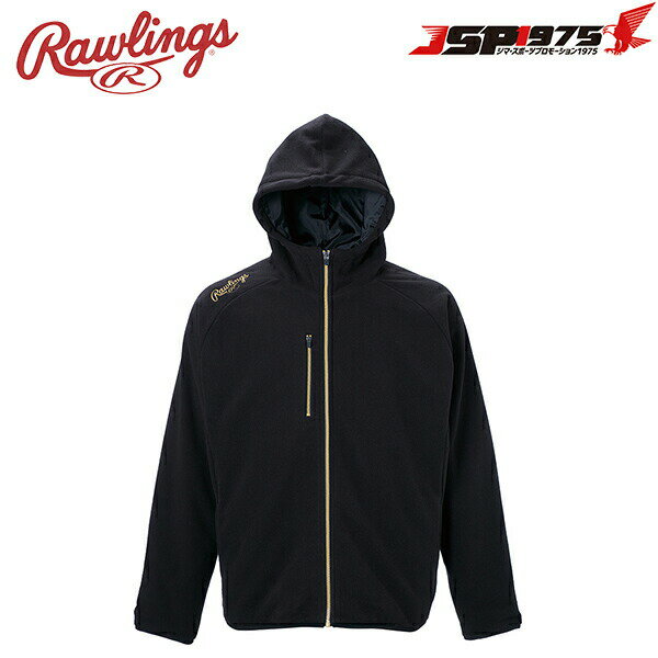 ローリングス Rawlings フーデッド フリースジャケット ブラック 黒 Lサイズ 防寒 保温 フリース ジャ..