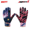 翌日出荷 送料無料 ゼット ZETT グラフィック グリップ グローブ バッティンググラブ 両手用 一般用 野球 Lサイズ ネイビー×ピンク BG18513A(4)