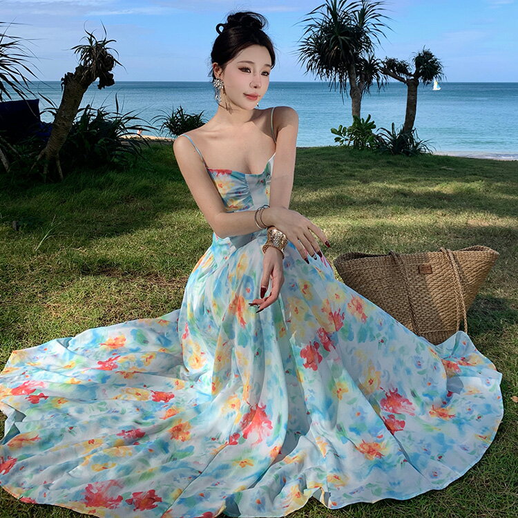リゾートワンピ 花柄 花柄ワンピ バックオープン キャミワンピ マキシワンピ ノースリーブ ビーチワンピ ロングワンピ マキシ丈 リゾート ワンピース きれいめ 上品 夏 夏ワンピ バカンス 海 ビーチrm5600262