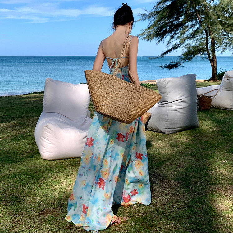 リゾートワンピ 花柄 花柄ワンピ バックオープン キャミワンピ マキシワンピ ノースリーブ ビーチワンピ ロングワンピ マキシ丈 リゾート ワンピース きれいめ 上品 夏 夏ワンピ バカンス 海 ビーチrm5600262