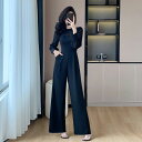 FashionSale全品5%OFFCoupon パンツドレス 全2色 オールインワン 長袖 シフォン切替 黒 ロングパンツ ワイドパンツ パーティードレス オフィスカジュアル きれいめ オケージョン 結婚式 演奏会 同窓会 お呼ばれドレス 成人式 通勤 春夏秋冬wm4820294