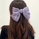バレッタ 光沢感 蝶々リボン 全8色 無地 ビッグ ヘアアクセサリー りぼん 大きめ 黒 赤 結婚式 髪留め ヘッドドレス 成人式 二次会 パーティー 結婚式 ...