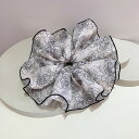 FashionSale全品5%OFFCoupon シュシュ 花柄 薔薇 ローズ柄 春夏黒 大きい 大きめ ヘアアクセサリー 髪留め ヘッドアクセサリー パーティ...