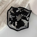 FashionSale全品5%OFFCoupon ヘアゴム 全2色 シュシュ 花柄 オーガンジー 黒 普段使い オフィス ヘアアクセサリー 髪留め ヘッドアクセ...