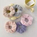 FashionSale全品5%OFFCoupon シュシュ エコファー 全10色 ふわふわ 淡色 ヘアゴム 普段使い 無地 黒 白 緑 茶 ヘアアクセサリー 髪...